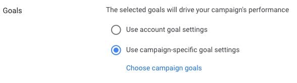 Teklif stratejileri için Google Ads ayarlarının ekran görüntüsü