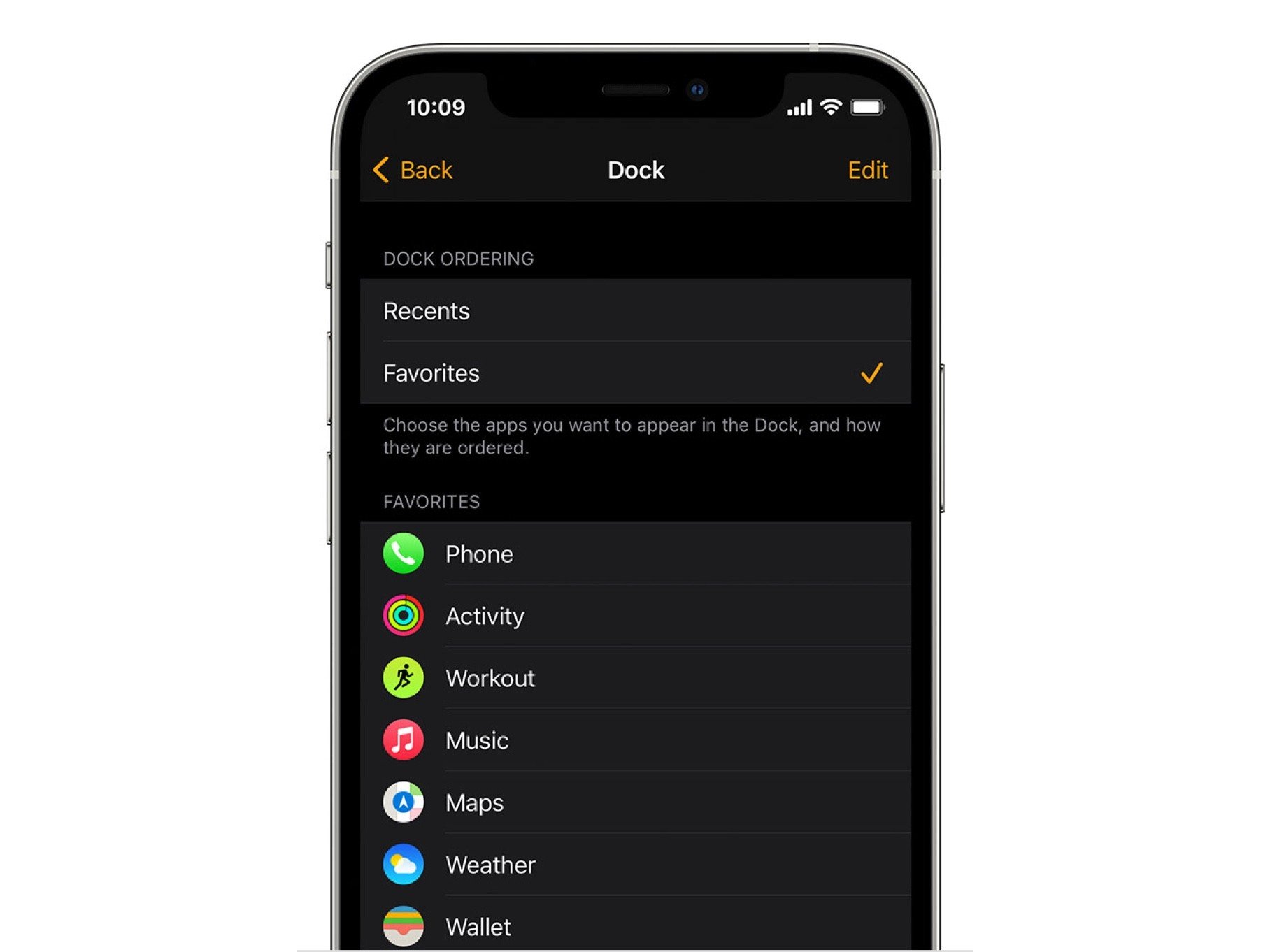 Apple Watch Dock Favori uygulamalar