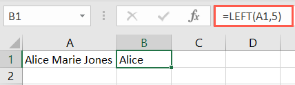 Excel'de SOL işlevi