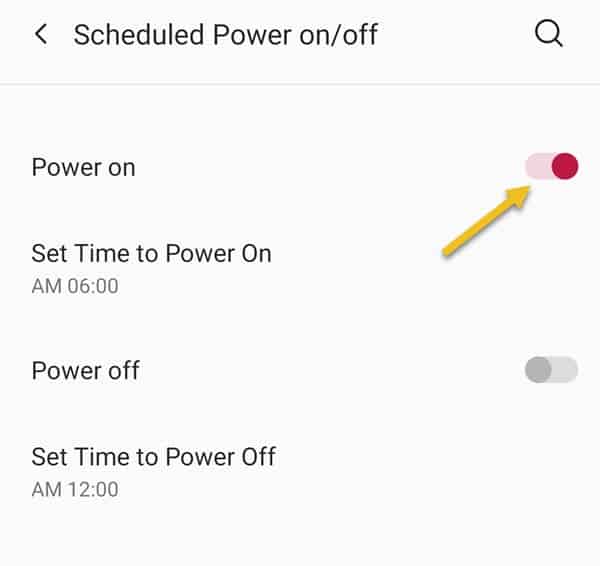 Planlanmış güç açma-kapama OnePlus