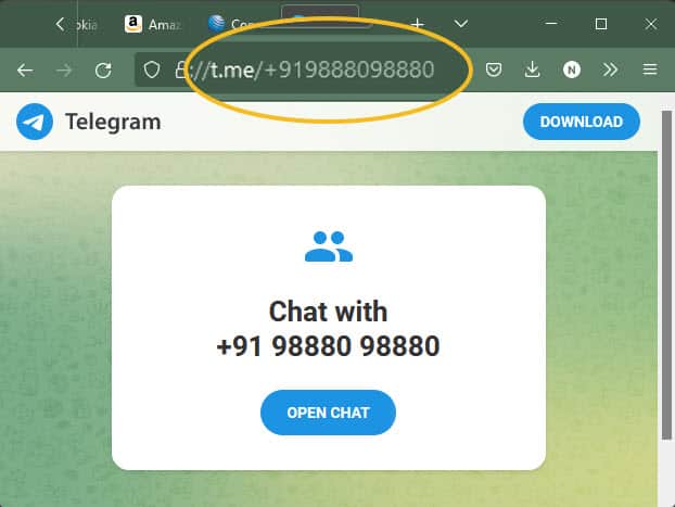 Bir telefon numarasıyla Telegram sohbeti başlatın