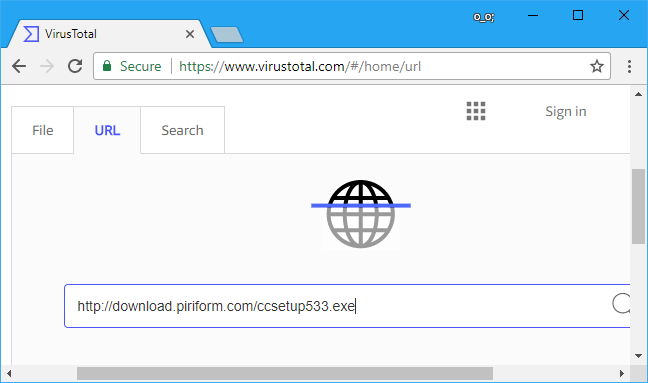 İndirme bağlantısını VirusTotal web sitesine yapıştırın.