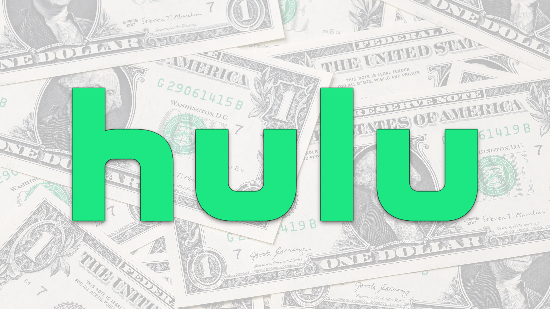 1 dolarlık banknotların üzerinde Hulu logosu.