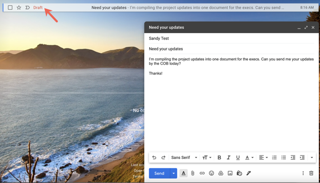 Gmail'de Google Dokümanlar e-postası