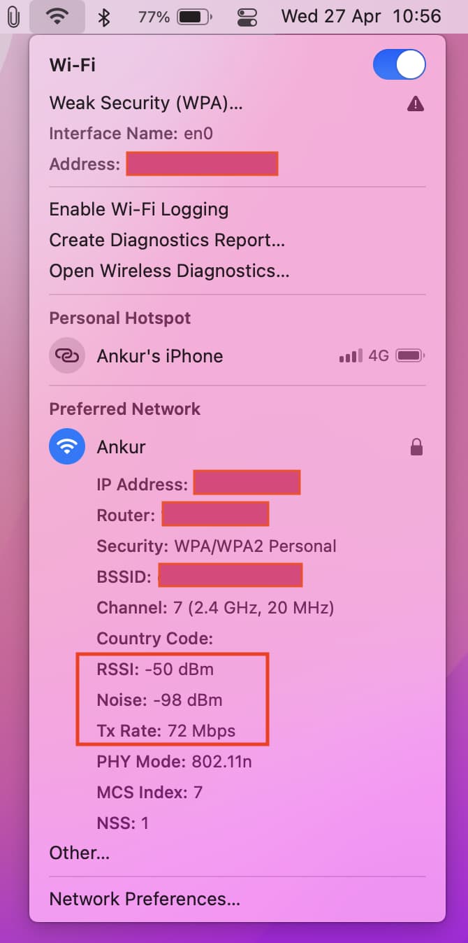 Mac'te Wi-Fi ayrıntılarını görün