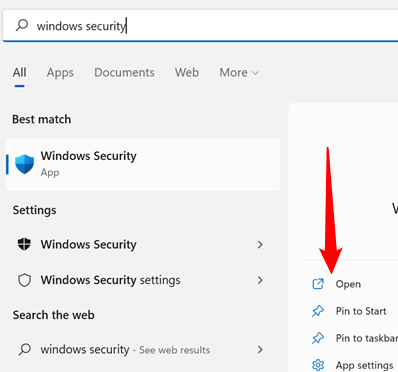 Görev çubuğu aramasına Windows Güvenliği yazın.