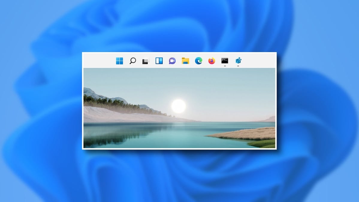 Ekranın üst kısmındaki Windows 11 görev çubuğu.