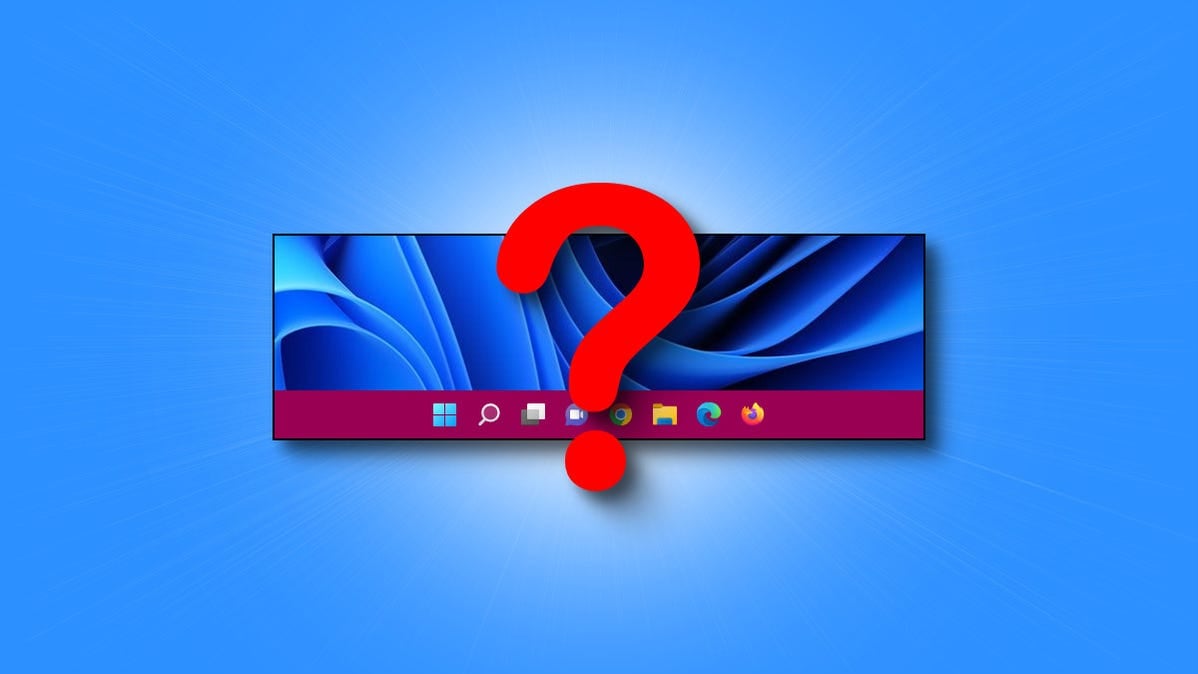 Soru işareti olan bir Windows 11 görev çubuğu