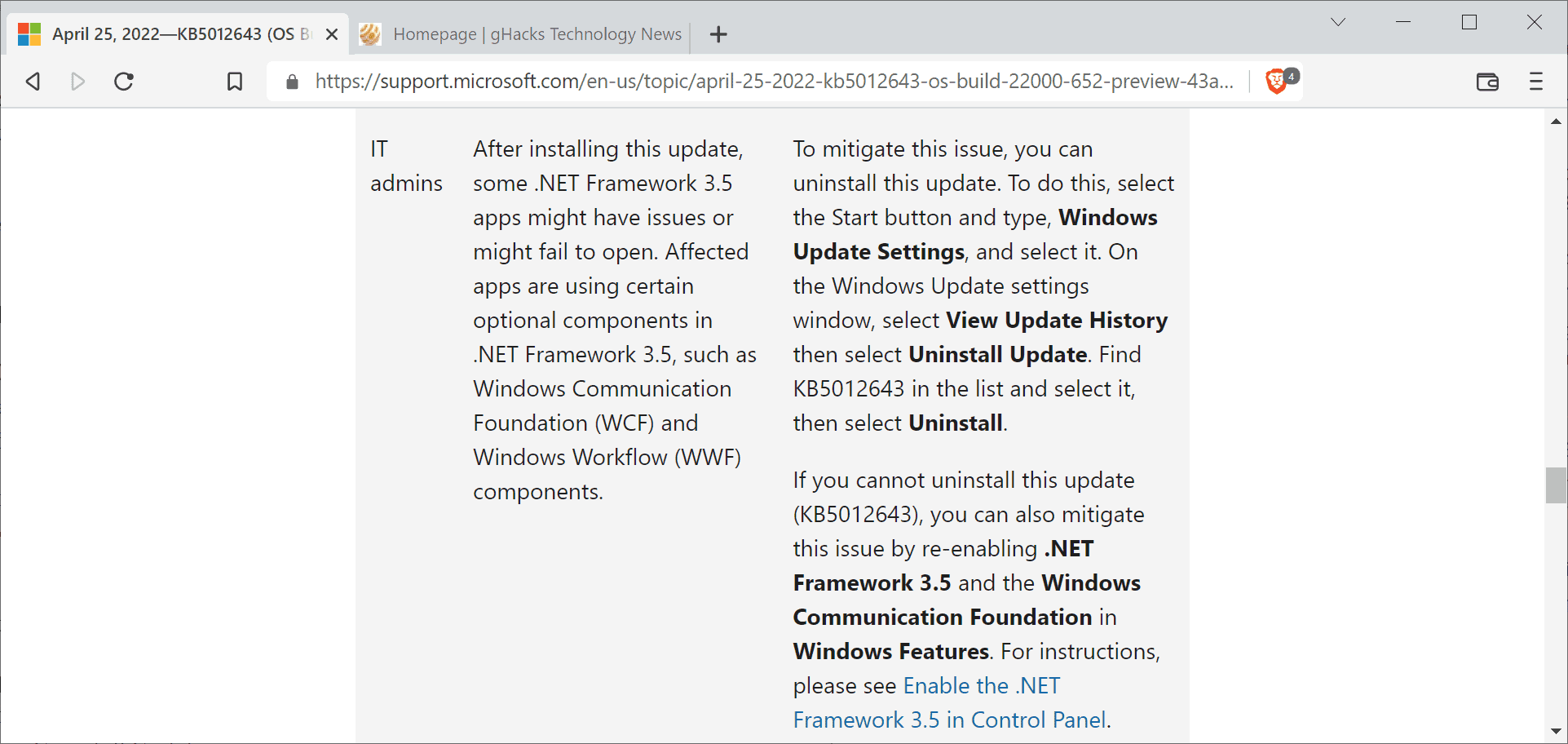 Windows 11 KB5012643 uygulama kilitlenme sorunu